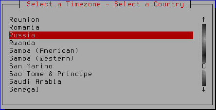 Land zur Einrichtung der Zeitzone auswählen