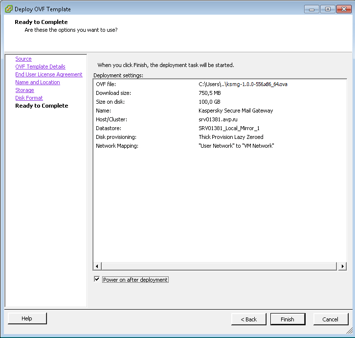 Viewing deployment settings