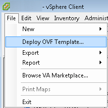 Меню Deploy OVF Template