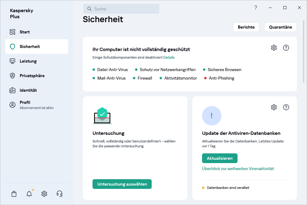 Update der Antiviren-Datenbanken