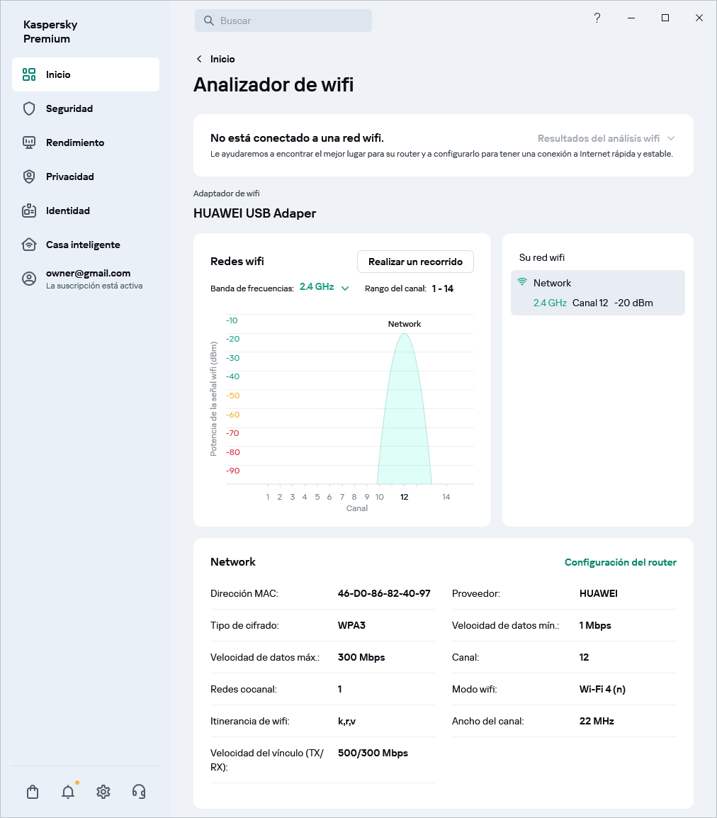 Ventana que muestra las redes wifi