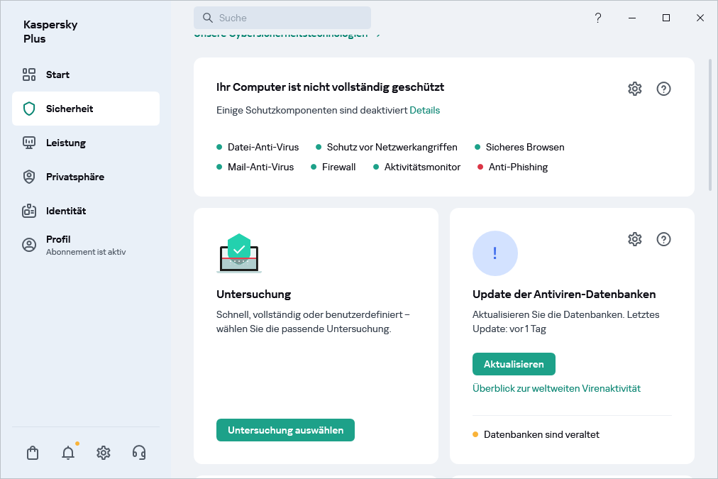 Update der Antiviren-Datenbanken