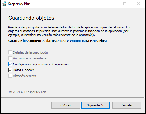 Ventana para guardar la configuración al desinstalar una aplicación