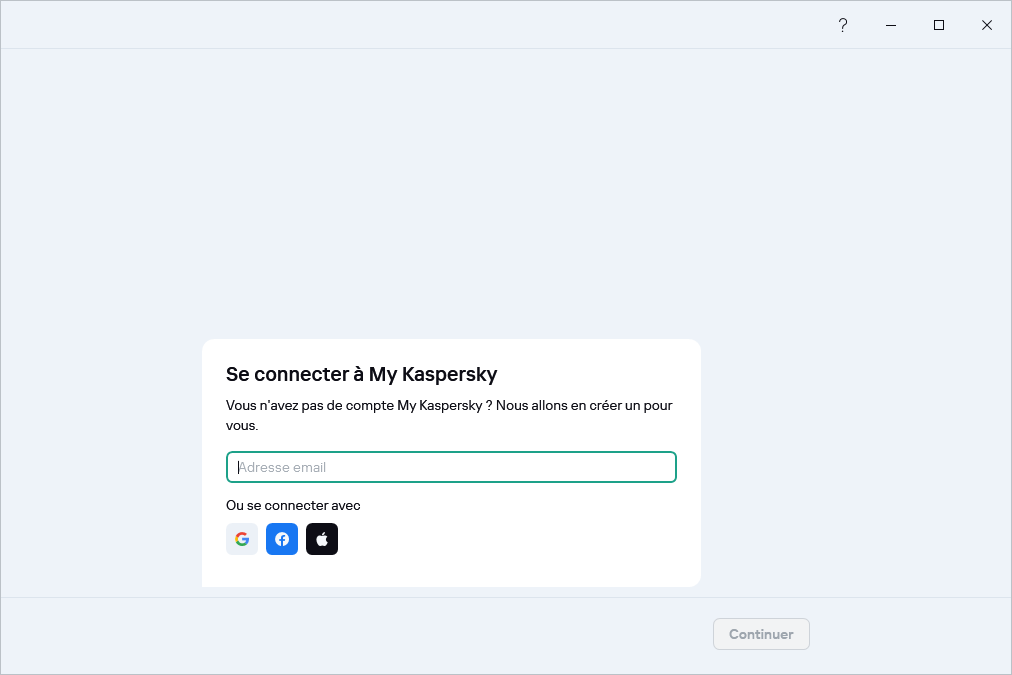 Étape à laquelle vous pouvez vous connecter à My Kaspersky pour restaurer votre abonnement