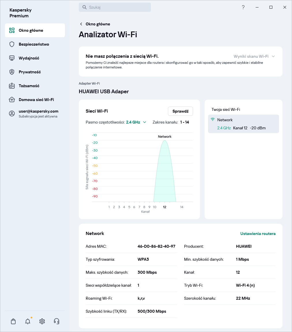 Okno wyświetlające sieci Wi-Fi