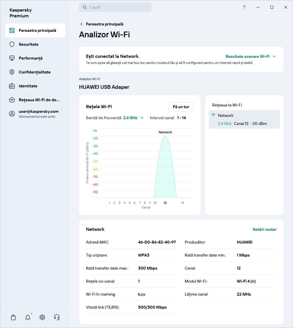 Fereastra care afișează rețelele Wi-Fi