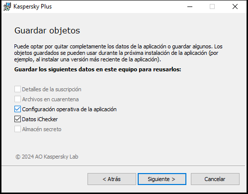 Ventana para guardar la configuración al desinstalar una aplicación