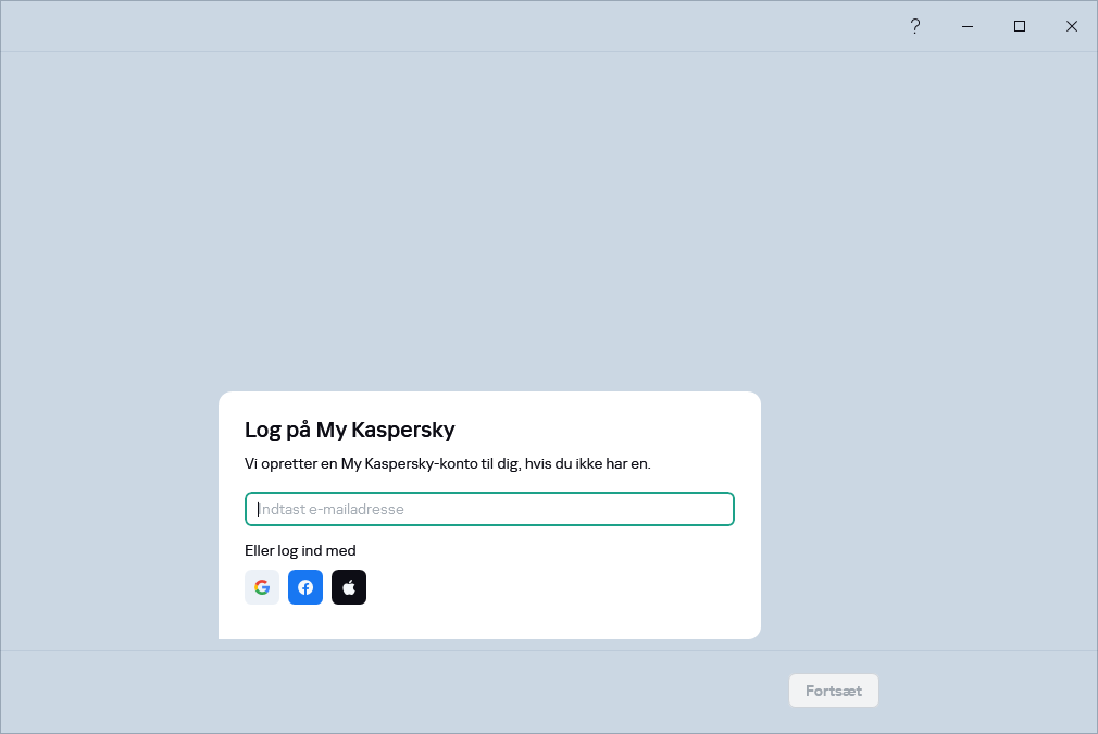 Trin, hvor du kan logge på My Kaspersky for at gendanne dit abonnement