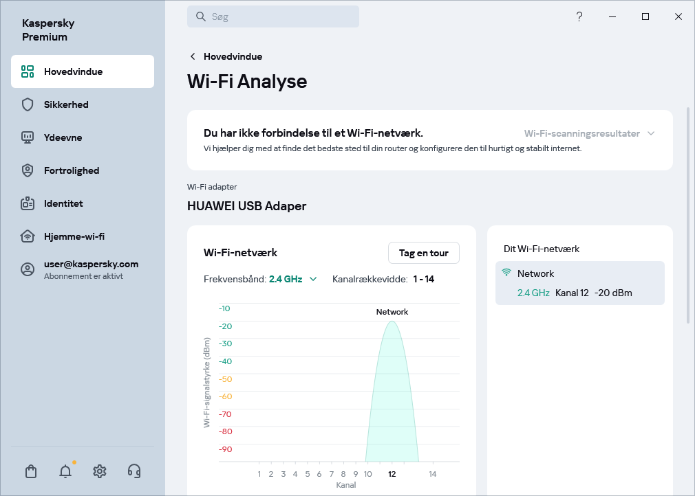 Vindue, der viser Wi-Fi-netværk