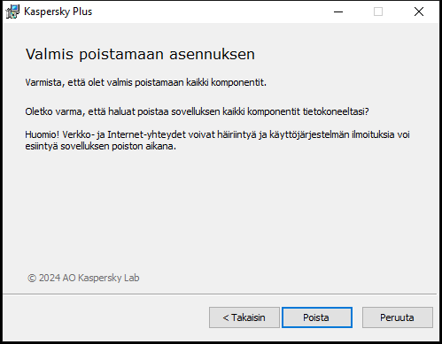 Ikkuna, jossa vahvistetaan sovelluksen poistaminen