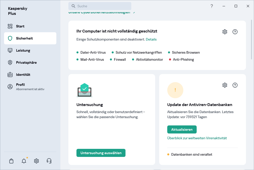 Update der Antiviren-Datenbanken