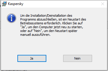 Fenster zum Neustarten des Computers