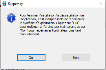 Fenêtre invitant à redémarrer l'ordinateur