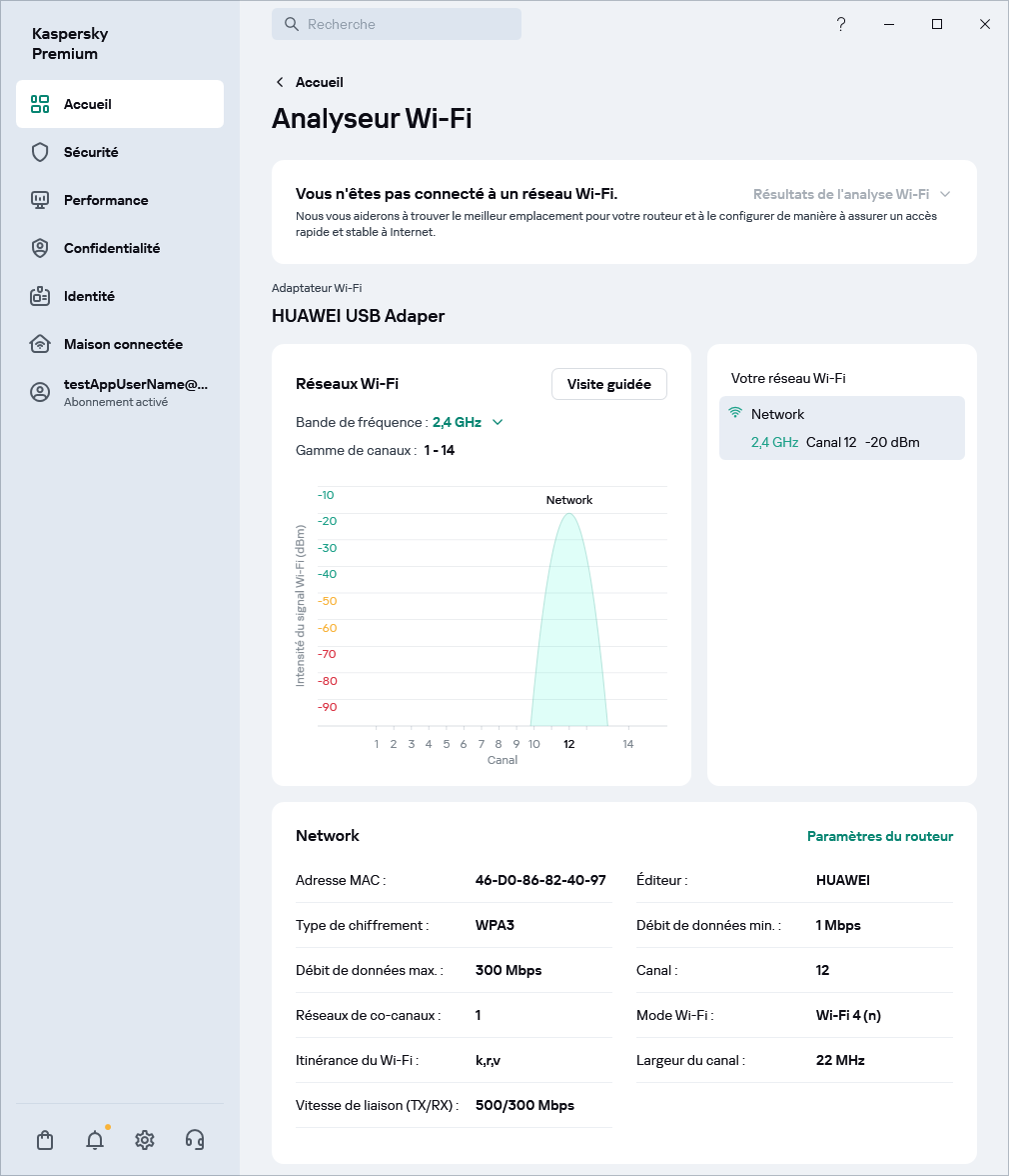 Fenêtre affichant les réseaux Wi-Fi