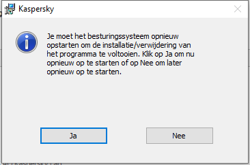 Venster waarin wordt gevraagd om de computer opnieuw op te starten