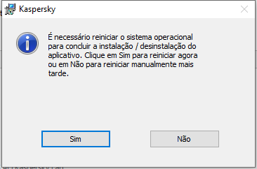 Janela perguntando se deseja reiniciar o computador