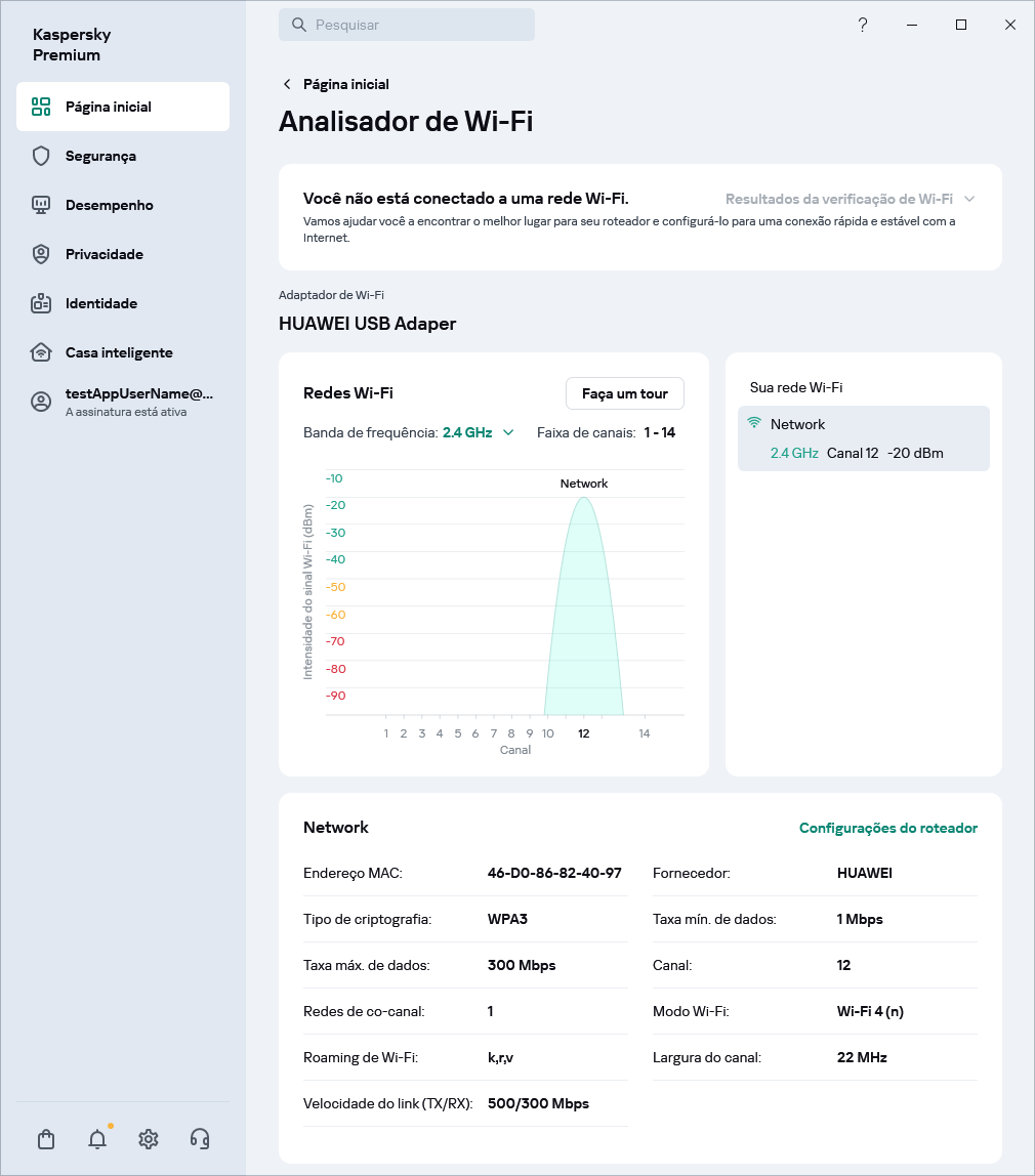 Janela exibindo redes Wi-Fi