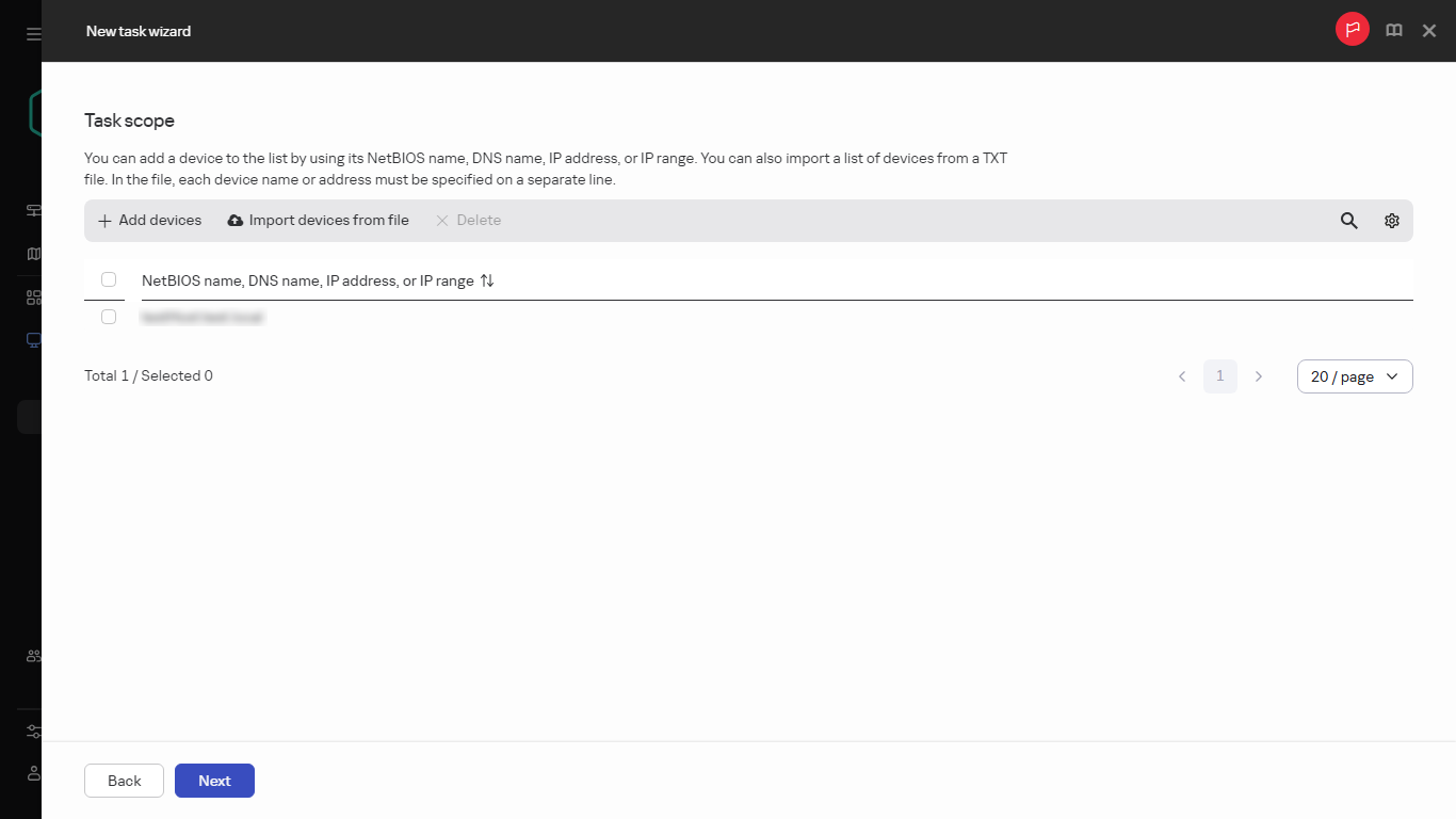Specifying the task scope.