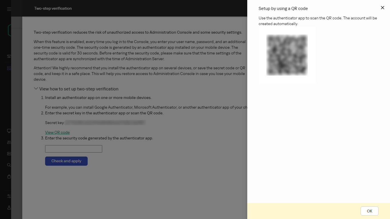 Using QR-code for verification.