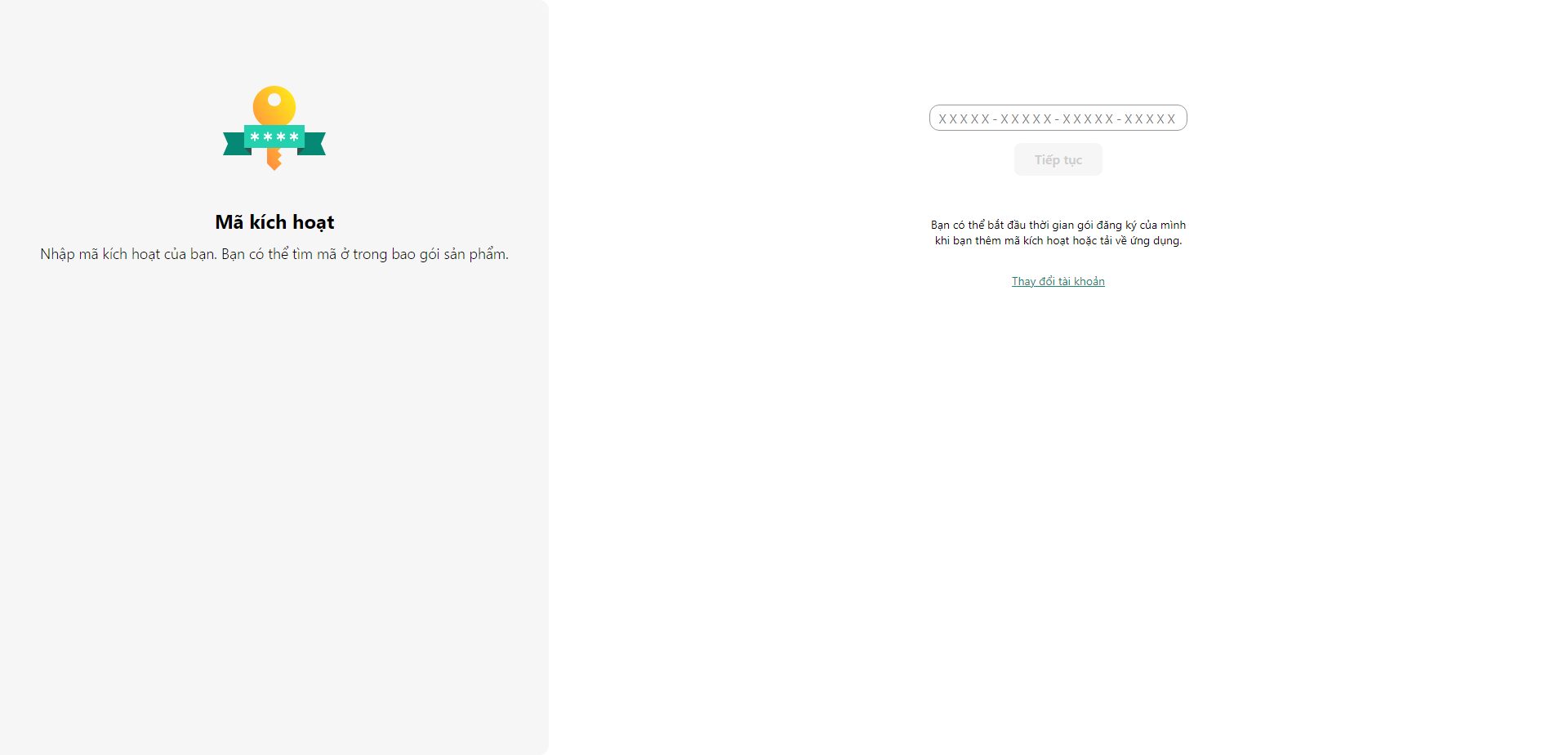 Cửa sổ để thêm mã kích hoạt từ đĩa cài đặt