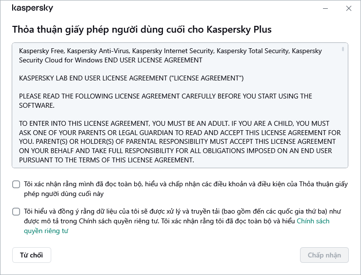 Cửa sổ chấp nhận thỏa thuận giấy phép GDPR