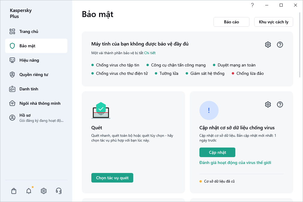 Cập nhật cơ sở dữ liệu chống virus
