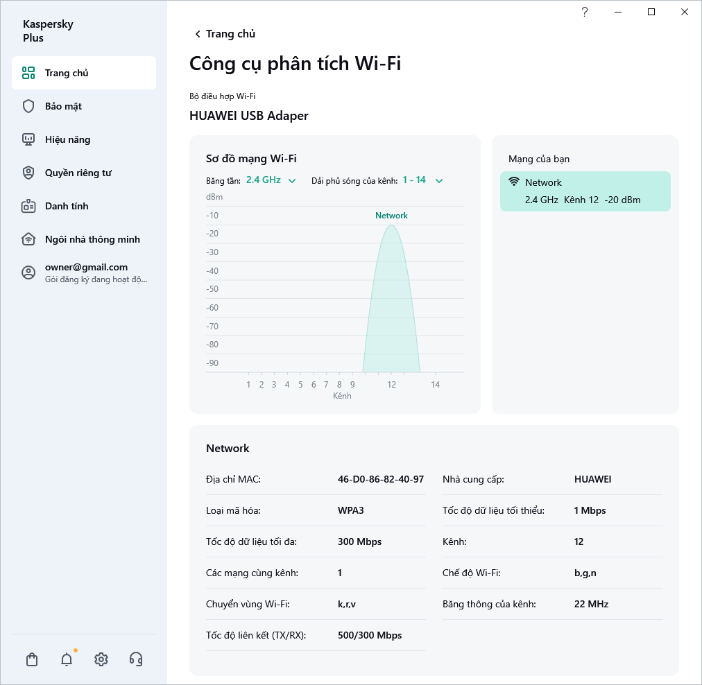 Cửa sổ hiển thị các mạng Wi-Fi